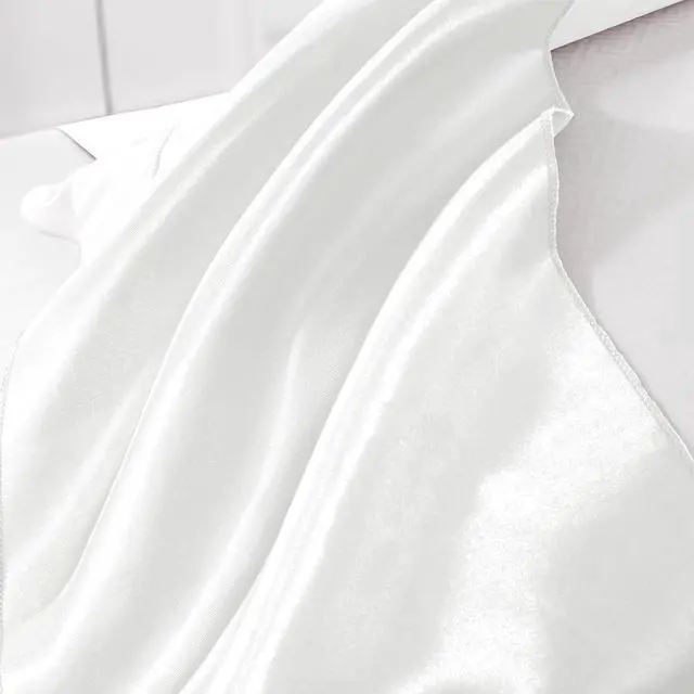 Alt view image 6 of 6 - KKJIAF 2 Pack White Silky Satin Table Runner 12" x 108" | Rectangular Smooth Satin Silk Table Runner for Wedding, Banquet, Birthday Party Decoration, Tight Sewn Edges
