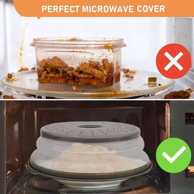 Alt view image 2 of 7 - Collapsible Microwave Splatter Cover Microwave Cover for Food with Steam Vent Dishwasher-safe BPA-Free (Grey)
