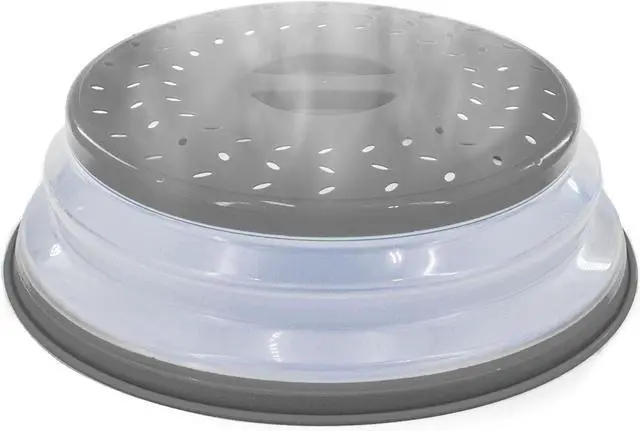 Main image of Collapsible Microwave Splatter Cover Microwave Cover for Food with Steam Vent Dishwasher-safe BPA-Free (Grey)