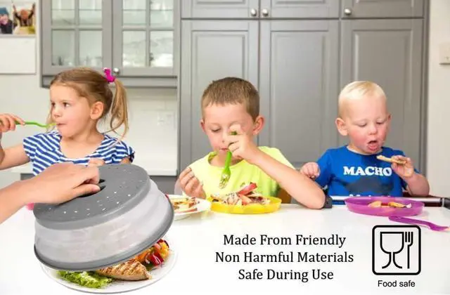 Alt view image 5 of 7 - Collapsible Microwave Splatter Cover Microwave Cover for Food with Steam Vent Dishwasher-safe BPA-Free (Grey)