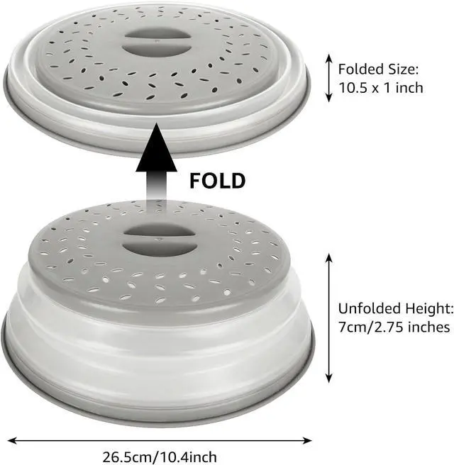 Alt view image 6 of 7 - Collapsible Microwave Splatter Cover Microwave Cover for Food with Steam Vent Dishwasher-safe BPA-Free (Grey)