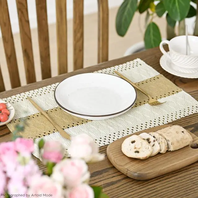 Alt view image 3 of 6 - Artoid Mode Burlap Brown Farmhouse Rustic Placemats Set of 4,12x18 Inch Seasonal Holiday Hollow Table Mats Party Kitchen Dining Decoration