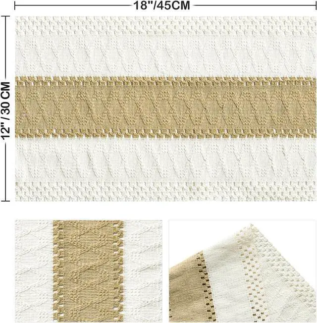 Alt view image 6 of 6 - Artoid Mode Burlap Brown Farmhouse Rustic Placemats Set of 4,12x18 Inch Seasonal Holiday Hollow Table Mats Party Kitchen Dining Decoration