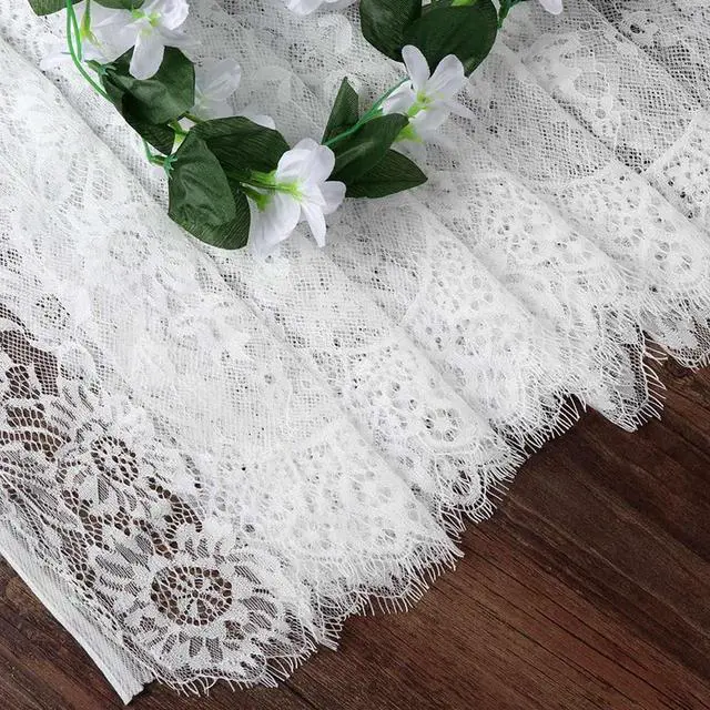 Alt view image 7 of 7 - Hooqict 4 Pack White Lace Table Runner 14 x 120 Inch Ivory Embroidered Boho Table Runner for Rustic Wedding Reception Dinner Table Decorations Baby Shower Bridal Shower Vintage Table Runners