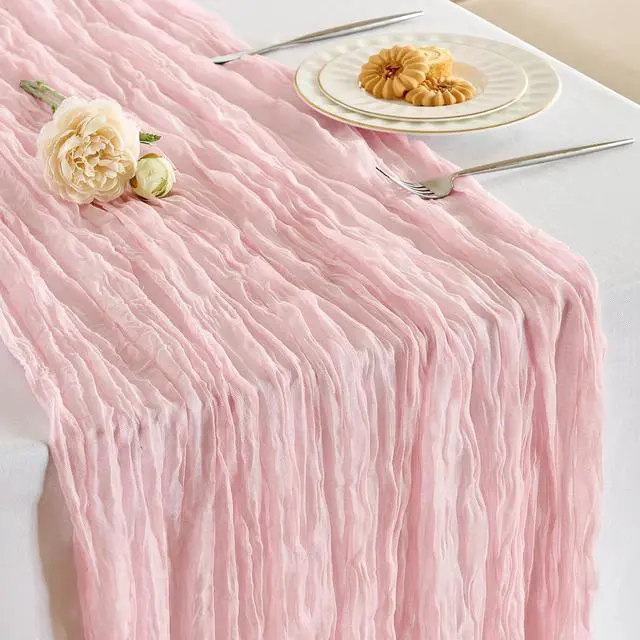 Main image of Fanami 1 Pack Cheesecloth Table Runner -10FT Blush Pink Boho Gauze Cheese Cloth Table Runner 120 Inches Long Rustic Sheer Fabric Centerpieces for Wedding Birthday Party Bridal Baby Shower Decorations