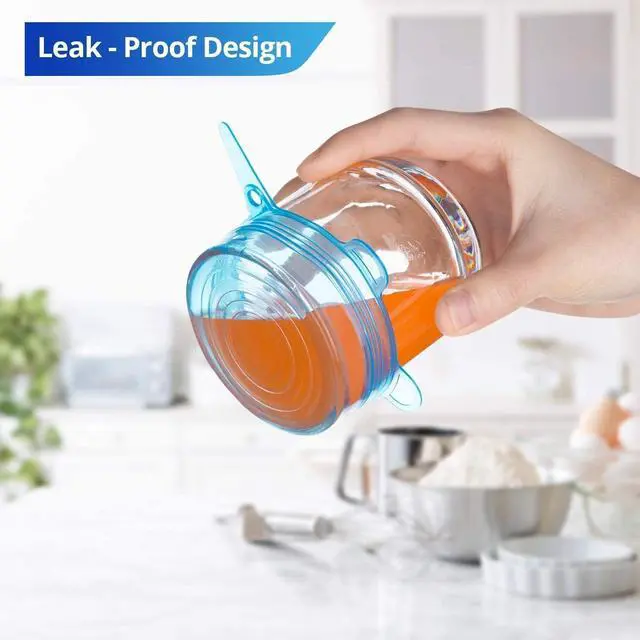 Alt view image 2 of 7 - Silicone Stretch Lids, 6PCS Zero Waste Reusable Container Covers | For Leftover Food Fruit Bowls Pots Cups Jars Dishes (6PCS, Blue)