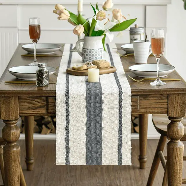Alt view image 2 of 6 - Artoid Mode Dark Green Rustic Woven Table Runner 12x72 Inch | Holiday Farmhouse Kitchen Dining Dresser Table Decoration for Home Party Decor, Macrame Cotton Blend