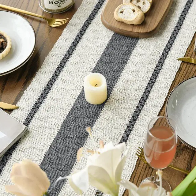 Alt view image 4 of 6 - Artoid Mode Dark Green Rustic Woven Table Runner 12x72 Inch | Holiday Farmhouse Kitchen Dining Dresser Table Decoration for Home Party Decor, Macrame Cotton Blend