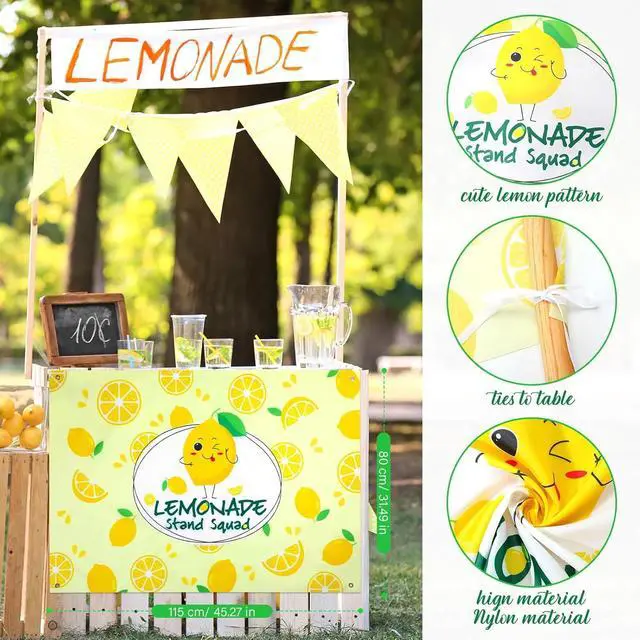 Alt view image 3 of 6 - 45" x 31" Lemonade Tablecloth for Lemonade Stand Supplies Lemon Table Cover for Kids Lemon Party Supplies Summer Beach Picnic Birthday Party Decorations(Yellow)