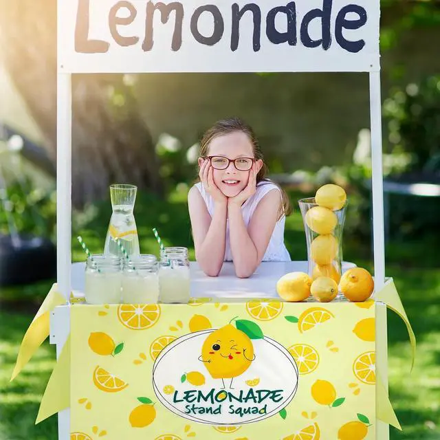 Alt view image 2 of 6 - 45" x 31" Lemonade Tablecloth for Lemonade Stand Supplies Lemon Table Cover for Kids Lemon Party Supplies Summer Beach Picnic Birthday Party Decorations(Yellow)