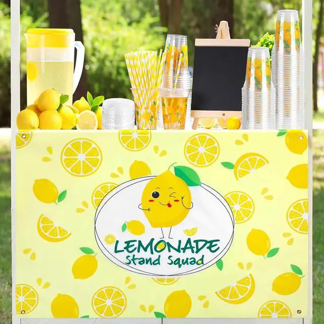 Alt view image 5 of 6 - 45" x 31" Lemonade Tablecloth for Lemonade Stand Supplies Lemon Table Cover for Kids Lemon Party Supplies Summer Beach Picnic Birthday Party Decorations(Yellow)