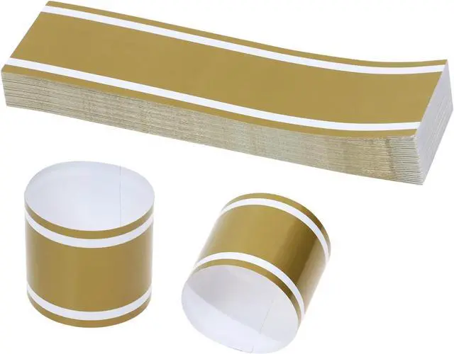 Main image of Penta Angel Paper Napkin Band 100Pcs Self-Adhesive Napkin Rings Bulk for Rolling Silverware Table Setup Wedding Event Party Supply (Gold, One Size)