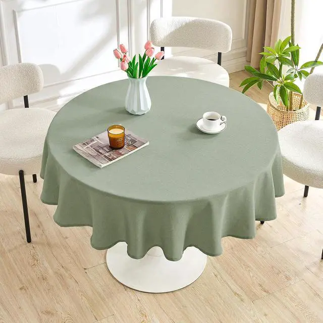 Alt view image 5 of 7 - AUSSPVOCT Textured Round Tablecloth 54 Inch for Birthday Party Home Decor