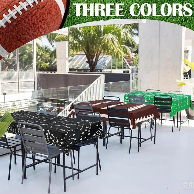 Alt view image 4 of 7 - 3PCS Football Tablecloth Plastic Table Cloth Cover for Superbowl Party Decorations 2026, Sports Events, Tailgate Parties, Game Day Theme Decor, Birthday Party Supplies (108 x 54 inches, 3 Pack)