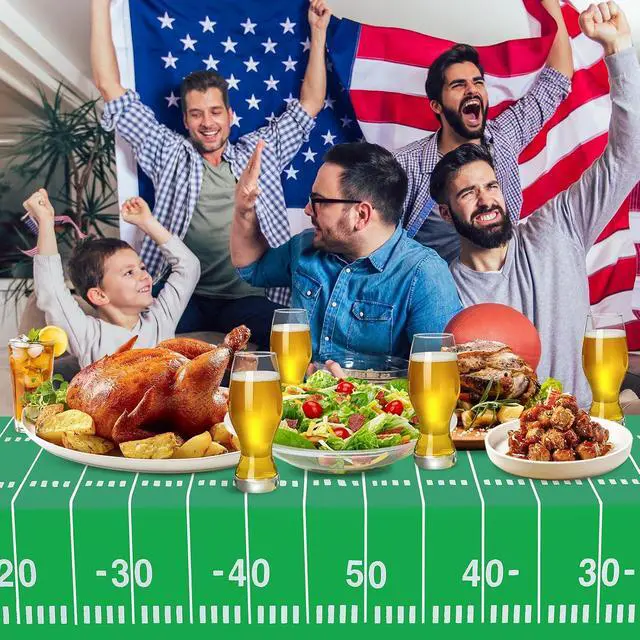 Alt view image 6 of 7 - 3PCS Football Tablecloth Plastic Table Cloth Cover for Superbowl Party Decorations 2026, Sports Events, Tailgate Parties, Game Day Theme Decor, Birthday Party Supplies (108 x 54 inches, 3 Pack)