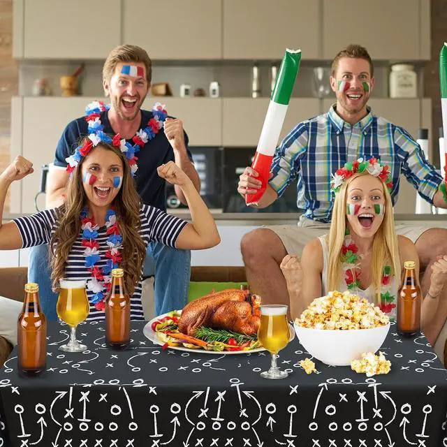 Alt view image 7 of 7 - 3PCS Football Tablecloth Plastic Table Cloth Cover for Superbowl Party Decorations 2026, Sports Events, Tailgate Parties, Game Day Theme Decor, Birthday Party Supplies (108 x 54 inches, 3 Pack)