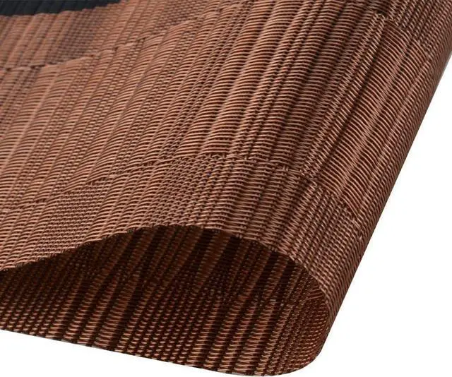 Alt view image 4 of 7 - SHACOS Table Runners Woven Vinyl PVC Table Runner 12 x 36 inch Wipe Clean Bamboo Weave Countertop Table Decor Mats Indoor Outdoor, Ombre Coffee Black