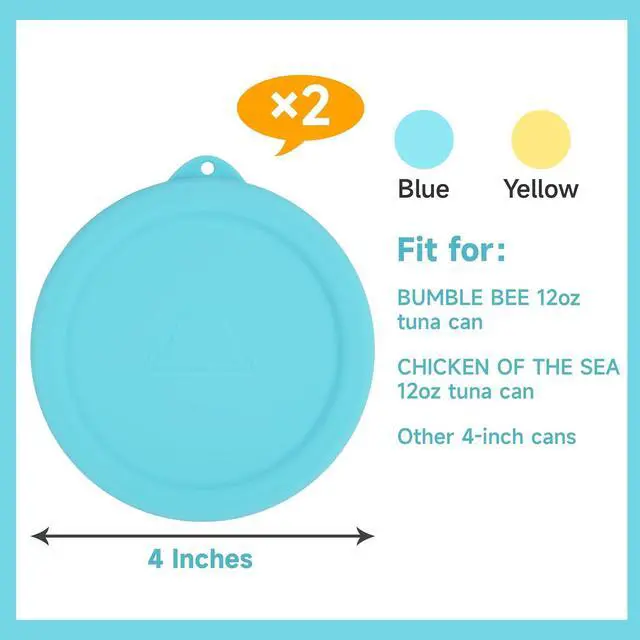 Alt view image 2 of 7 - 2PCs 4-inch Silicone Tuna Can Lids for 12oz Bumble Bee | Chicken of the Sea | StarKist Tuna Can, Reusable Can Topper, Can Cover for Canned Good, Freezer & Dishwasher Safe (Can NOT Included)