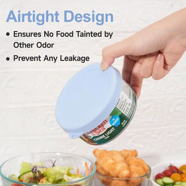 Alt view image 3 of 7 - 2PCs 4-inch Silicone Tuna Can Lids for 12oz Bumble Bee | Chicken of the Sea | StarKist Tuna Can, Reusable Can Topper, Can Cover for Canned Good, Freezer & Dishwasher Safe (Can NOT Included)