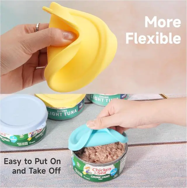 Alt view image 4 of 7 - 2PCs 4-inch Silicone Tuna Can Lids for 12oz Bumble Bee | Chicken of the Sea | StarKist Tuna Can, Reusable Can Topper, Can Cover for Canned Good, Freezer & Dishwasher Safe (Can NOT Included)