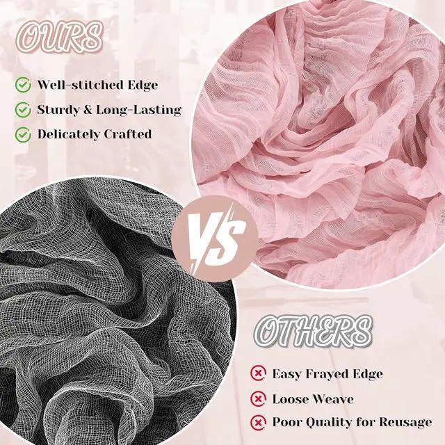 Alt view image 6 of 7 - 2 Pack Cheesecloth Table Runner, 120 Inch Pink Table Runner for Decor | 10 Ft Boho Gauze Table Runner, for Wedding, Party, Dinner, Baby Shower, St. Patrick's Day, Easter, Christmas, Valentine's Day