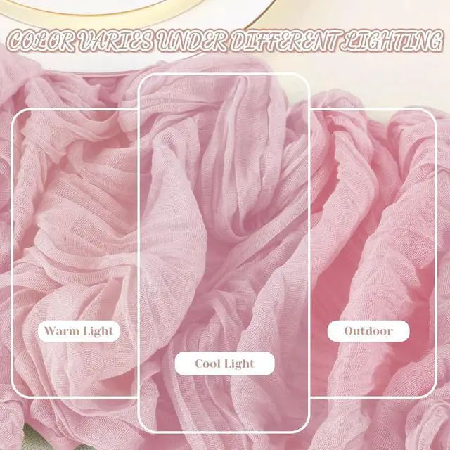Alt view image 7 of 7 - 2 Pack Cheesecloth Table Runner, 120 Inch Pink Table Runner for Decor | 10 Ft Boho Gauze Table Runner, for Wedding, Party, Dinner, Baby Shower, St. Patrick's Day, Easter, Christmas, Valentine's Day