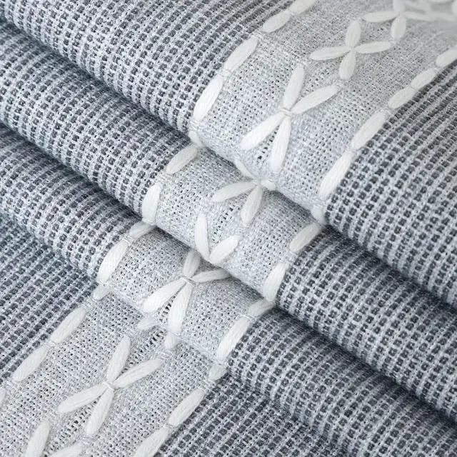Alt view image 5 of 7 - NEWISHER Farmhouse Braided Striped Embroidery Small Table Runner 36 inches | 13x36inch Table Runner, Rustic Grey Coffee Table Runners, Runners for Dresser Bedroom Weddings Holiday Living Room