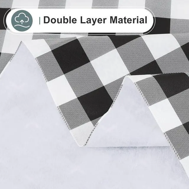 Alt view image 4 of 7 - misaya Rectangle Waterproof Vinyl Table Cloth, Buffalo Flannel Backed Tablecloth, Wipeable Plastic Table Cover for Dinner, Kitchen, Outdoor (60" x 84", Black and White)