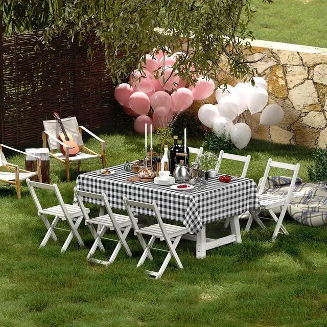 Alt view image 7 of 7 - misaya Rectangle Waterproof Vinyl Table Cloth, Buffalo Flannel Backed Tablecloth, Wipeable Plastic Table Cover for Dinner, Kitchen, Outdoor (60" x 84", Black and White)
