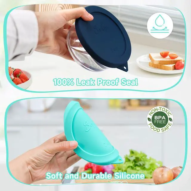 Alt view image 4 of 6 - SOPHICO 2 Cup Silicone Lids Replacement for Pyrex & Anchor Hocking 7200-PC | 2pack, Mint,Food Grade Silicone, LeakproofAirtight Lids, Dishwasher Microwave Safe