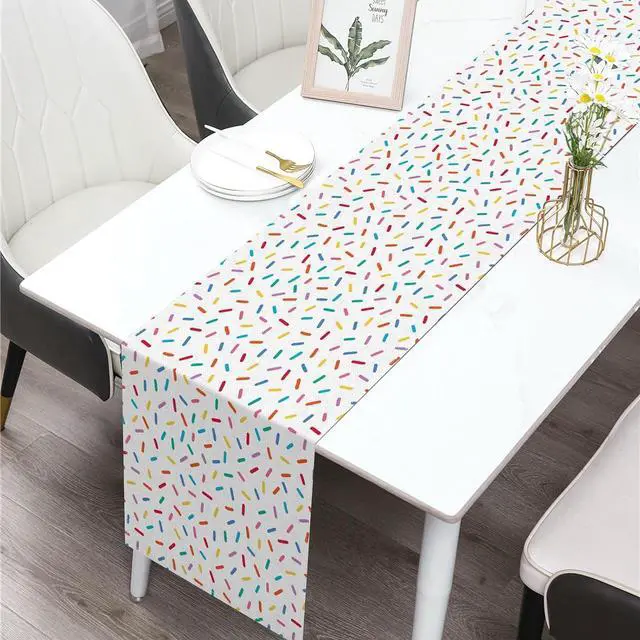 Alt view image 2 of 6 - Confetti Sprinkles Table Runner Boy Kids Birthday Sprinkled with Love Baby Shower Party Decoration Donut Dessert Dining Room Home Kitchen Table Decor (13" x 72")