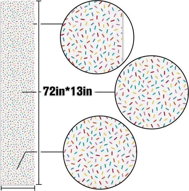 Alt view image 3 of 6 - Confetti Sprinkles Table Runner Boy Kids Birthday Sprinkled with Love Baby Shower Party Decoration Donut Dessert Dining Room Home Kitchen Table Decor (13" x 72")