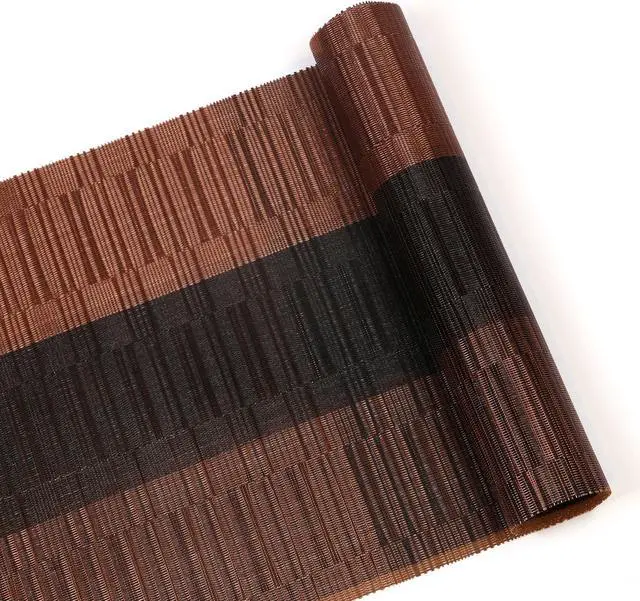Alt view image 2 of 6 - SHACOS Table Runners Woven Vinyl Table Mats 12x54 inch for Kitchen Dining Table Non Slip Washable, Ombre Coffee Black