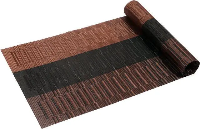 Alt view image 6 of 6 - SHACOS Table Runners Woven Vinyl Table Mats 12x54 inch for Kitchen Dining Table Non Slip Washable, Ombre Coffee Black