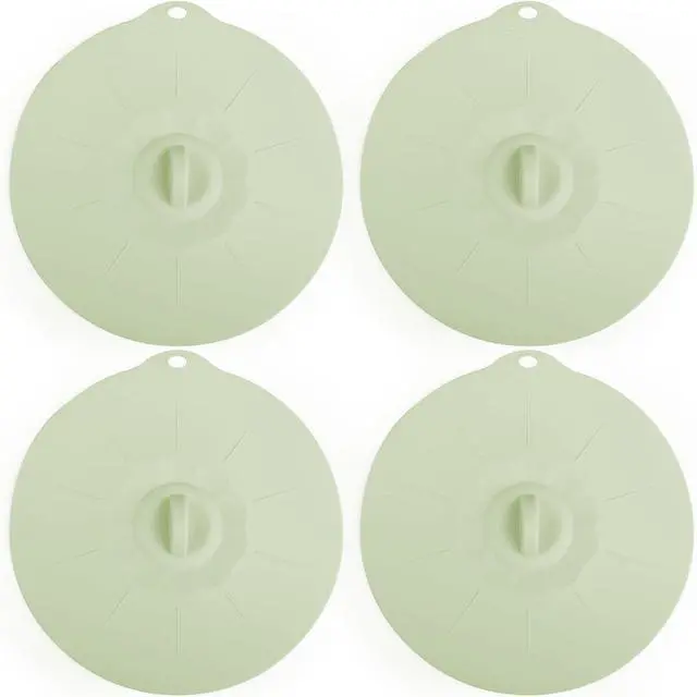 Main image of 4 Pack 7.8" Silicone Lids for Cups Bowls Plates Pans, Microwave Splatter Cover, Kitchen Containers Lids Cover for Food Storage,Light Green Medium