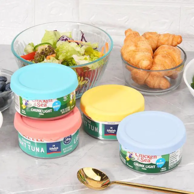 Alt view image 7 of 7 - 2PCs 4-inch Silicone Tuna Can Lids for 12oz Bumble Bee | Chicken of the Sea | StarKist Tuna Can, Reusable Can Topper, Can Cover for Canned Good, Freezer & Dishwasher Safe (Can NOT Included)