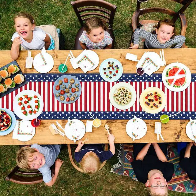 Alt view image 5 of 7 - 72 x 13 Inches American Flag Table Runner, Red White Blue Stars and Stripes Patriotic Runner for 4th of July, Memorial Day, Veterans Day, and Independence Day Tabletop Kitchen Decorations