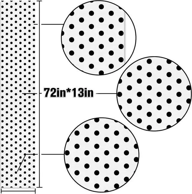Alt view image 3 of 6 - Black and White Polka Dot Table Runner Wedding Birthday Party Decoration Baby Shower Dining Room Home Kitchen Table Decor (White, 13" x 72")