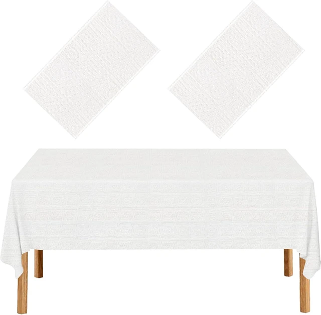Main image of 2 Pack White Paper Tablecloth for Rectangle Tables | Disposable Table Cloths, 3 Ply Papers and Plastic Quality Table Cover, for Parties Wedding Birthday, 54 x 108 Inch