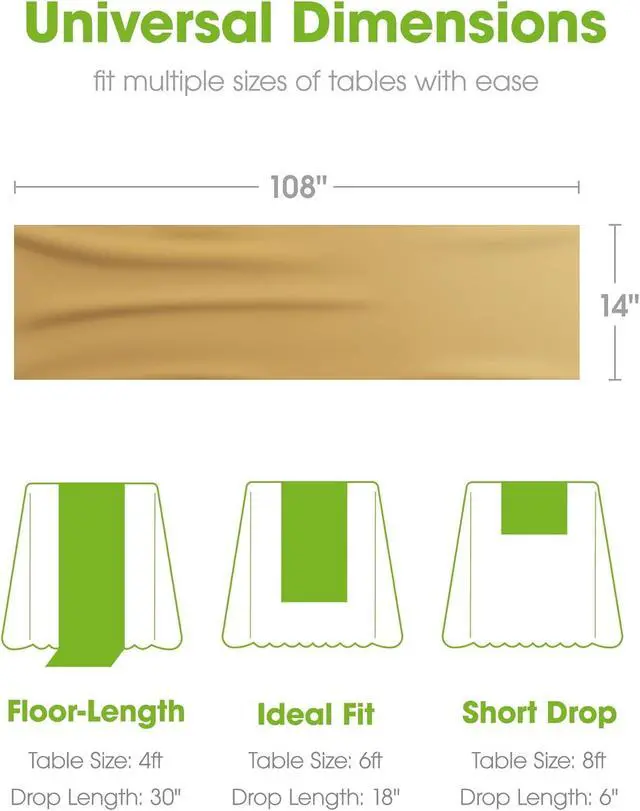 Alt view image 7 of 7 - Pureegg Gold Plastic Table Runners - 10 Pack, 14'' x 108'', Water Resistant & Disposable Centerpiece Decorations for Table Cloth, Wedding, Birthday, Holiday, Baby Shower, Party, Home Decor