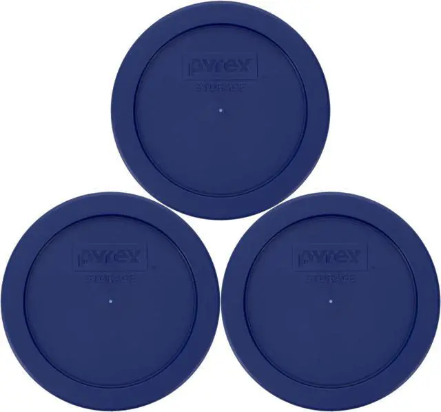Main image of Pyrex 7200-PC (2-Cup) Blue Food Storage Lid (3-Pack) - Made in USA | BPA-Free Plastic | Top-Rack Dishwasher Safe | Refrigerator Freezer Safe | Secure Fit