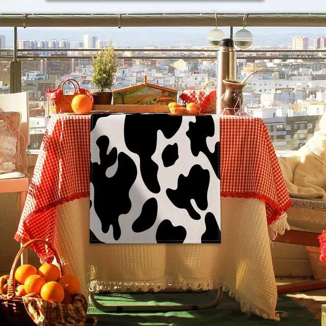 Alt view image 5 of 6 - Nepnuser Linen Cow Print Table Runner Farm Cowboy Themed Birthday Party Decoration Dining Room Kitchen Home Decor (13" x 72")