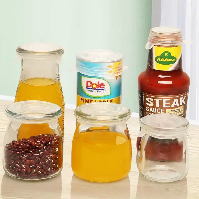 Alt view image 6 of 6 - Extra Small Silicone Stretch Lids Reusable Silicone Jar Cover 3 Different Sizes Fit to 1.2 Inch to 2.4 Inch Small Jars,Food Cans,Bottles 6 Pack