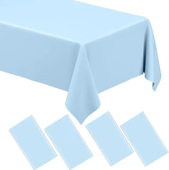 Main image of WNINK 4 Pack Light Blue Rectangular Plastic Tablecloths, Blue Disposable Table Covers 54" x 108" Baby Blue Table Cloths for Baby Shower, Birthday, Bridal Shower, Engagement Wedding Parties