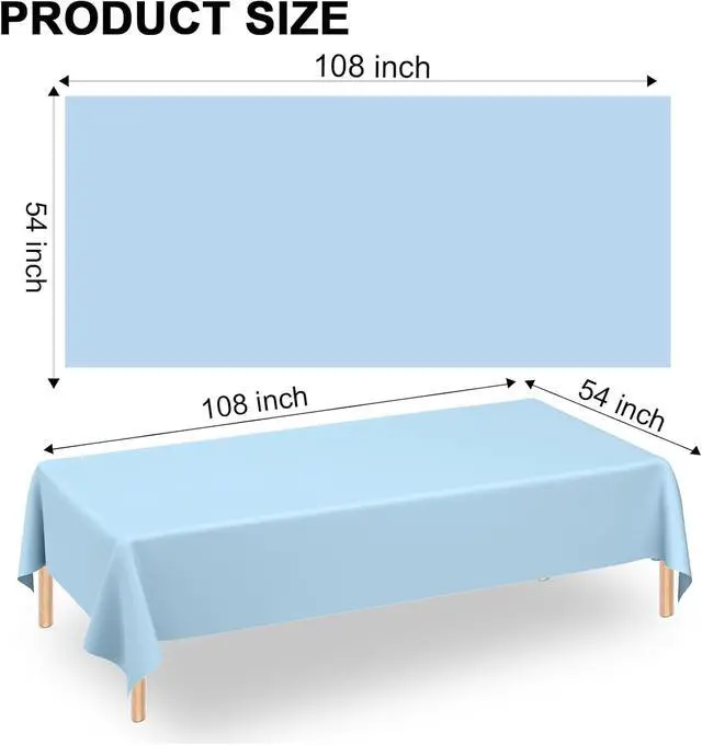 Alt view image 2 of 7 - WNINK 4 Pack Light Blue Rectangular Plastic Tablecloths, Blue Disposable Table Covers 54" x 108" Baby Blue Table Cloths for Baby Shower, Birthday, Bridal Shower, Engagement Wedding Parties