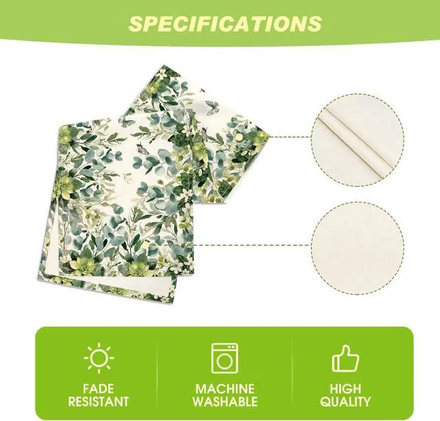 Alt view image 5 of 7 - Artoid Mode Green Flowers Floral Eucalyptus Summer Table Runner, Seasonal Spring Kitchen Dining Table Decoration for Home Party Decor 13x72 Inch