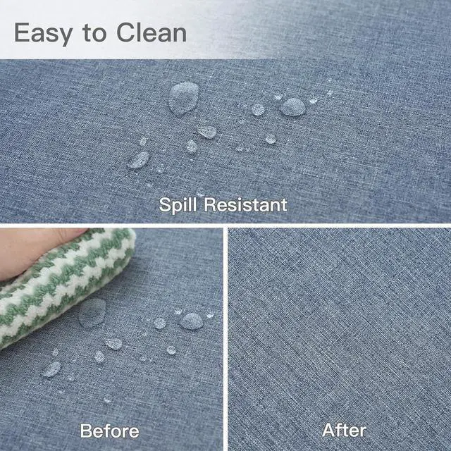 Alt view image 5 of 7 - maxmill Rectangle Linen Textured Tablecloth Waterproof Spillproof Wrinkle Free Washable Fabric Table Cloth Kitchen Dining Tabletop Decoration Table Cover for Holiday Party, 52 x 70 Inch, Demin Blue