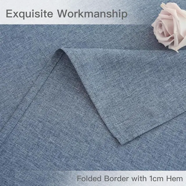 Alt view image 6 of 7 - maxmill Rectangle Linen Textured Tablecloth Waterproof Spillproof Wrinkle Free Washable Fabric Table Cloth Kitchen Dining Tabletop Decoration Table Cover for Holiday Party, 52 x 70 Inch, Demin Blue