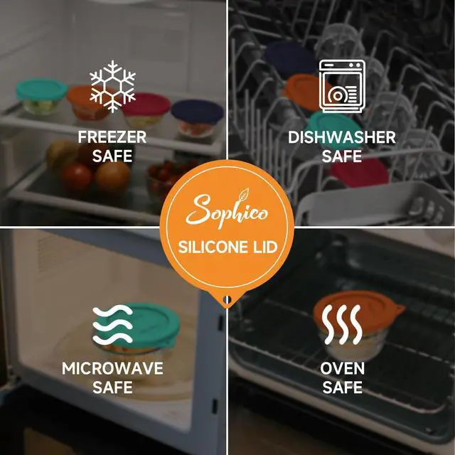 Alt view image 4 of 6 - Sophico Silicone Replacement Lids for Pyrex and Anchor Hocking Glass Custard Cups 6oz, Round Silicone Cover for Food Storage (Container not Included)