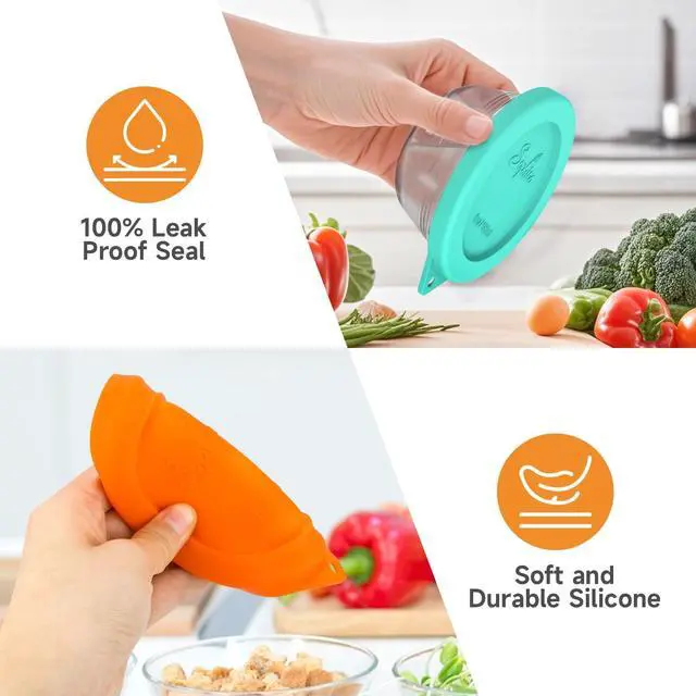 Alt view image 5 of 6 - Sophico Silicone Replacement Lids for Pyrex and Anchor Hocking Glass Custard Cups 6oz, Round Silicone Cover for Food Storage (Container not Included)